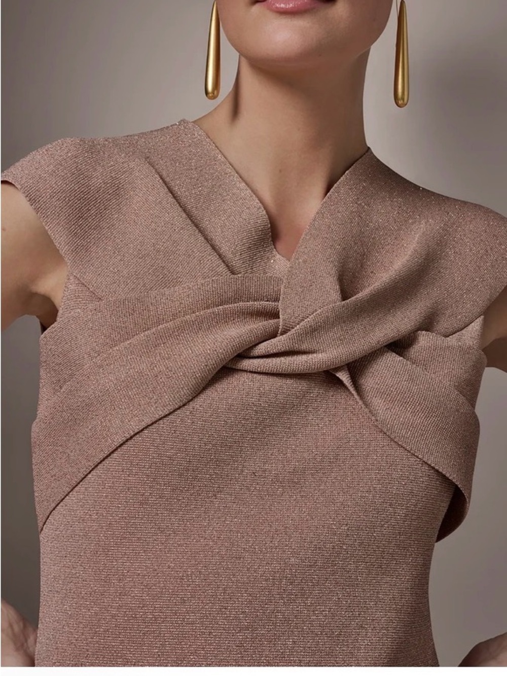 donna karan METALLIC TWIST OFF THE SHOULDER SWEATER New without tags